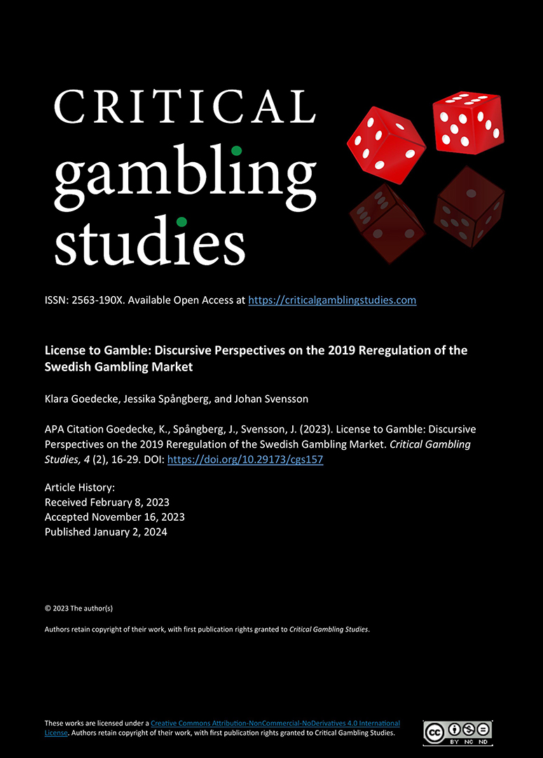 License to Gamble: Discursive Perspectives on the 2019 Reregulation of ...